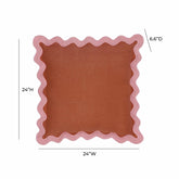 Scalloped Edge Pink and Terracotta Linen Throw Pillow Model: TOV-C18607
